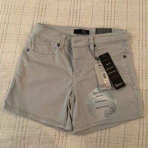 Grey Stretch Button Shorts
